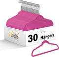 Quality Children's Plastic 30 Pack Non Velvet Non-Flocked Thin Compact Hangers Swivel Hook for Shirts Blouse Coats (Pink, 30)