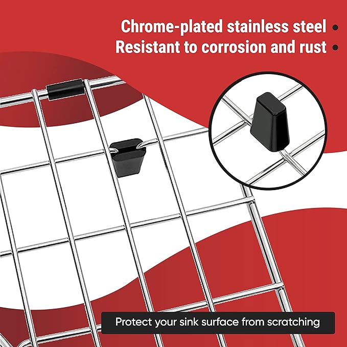 Sink Protectors for Kitchen Sink, Stainless Steel Protective Grid 28 1/4 x 14 1/4, Sink Rack for Bottom of Sink