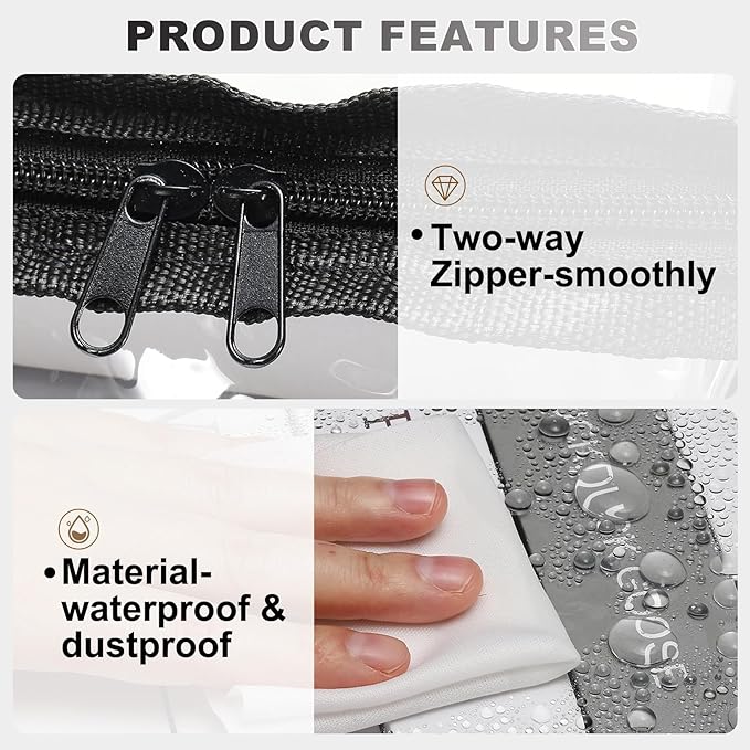 PATIKIL 12.6x9.5x9.8in Clear Storage Bags, Plastic Storage Bags Clear Small Zippered Organizers Foldable Closet Bed Sheet Organizer Cube with Zipper Handles for Book Clothes Yarn,M, Black
