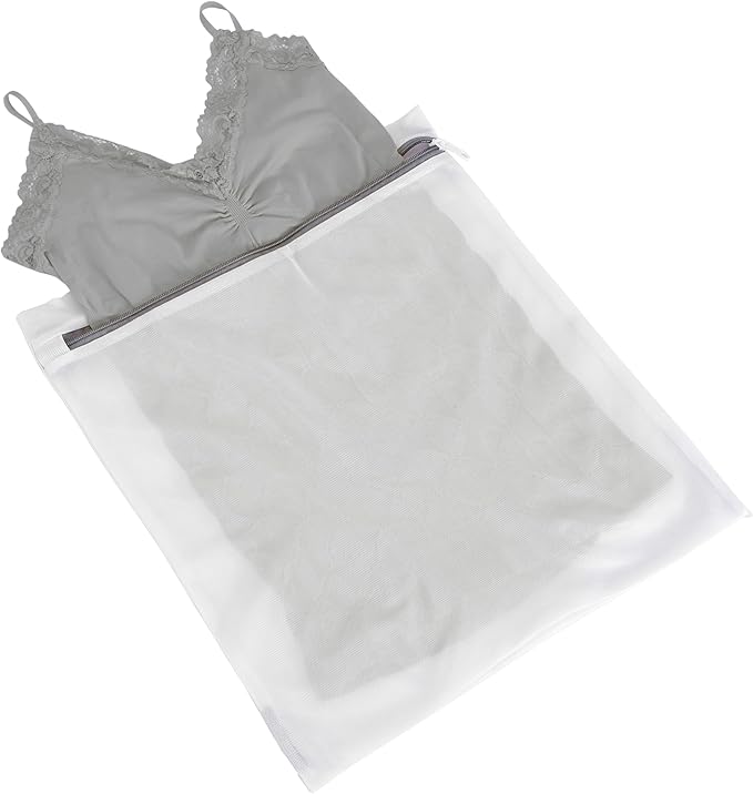 Large Mesh Wash Bag | Laundry | Washing Machine | Zipper Closure | Prevents Pulling and Tearing | Clothes | Garments | Delicates | Socks | White