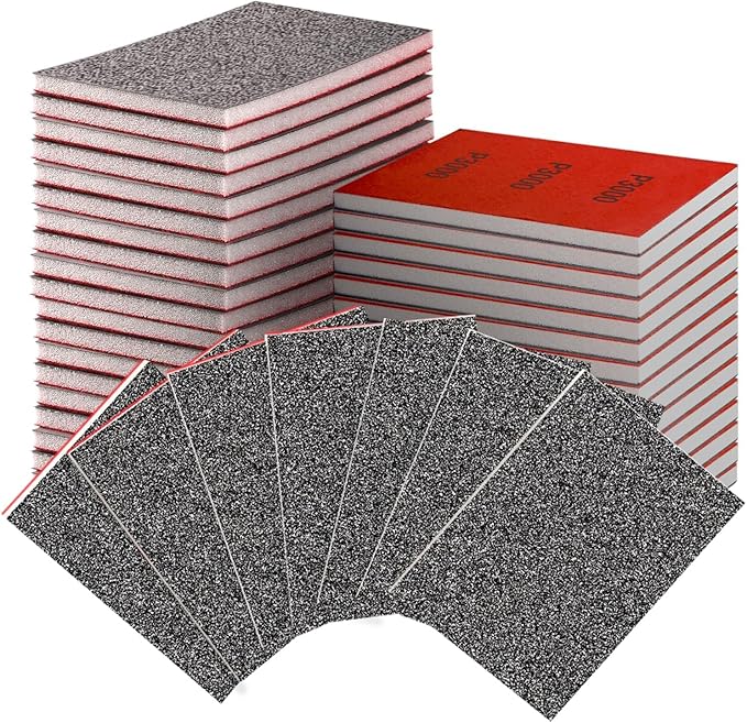 30-Pcs 3x4 Inch 80 Grit Sanding Sponge Set, Sanding Block, Ultra-Fine Wet/Dry Sandpaper for Wood, Metal, Drywall, Furniture Polishing (80Grit)