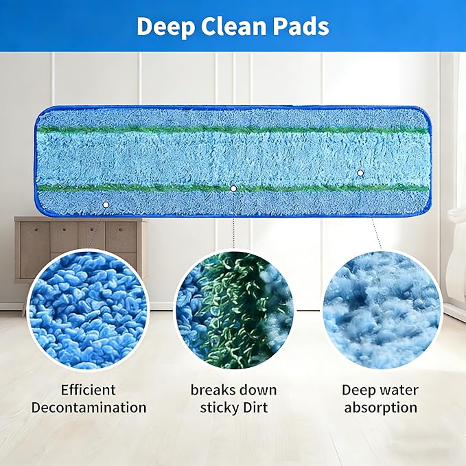 9 Pack Deep Clean Pads for Bona Family of Mops,Washable & Reusable Mop Pads Refill Replacement Safe for Hardwood and Multi-Surfac Floors Have Super-Absorbent