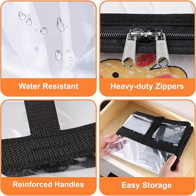 Clear Clothes Storage Bags, 6 Pack Closet Organizers and Under Bed Storage Containers, Foldable Moving Bags with Zippers for Comforter, Blanket, Bedding, Duvet, PVC Packing Bags 60L