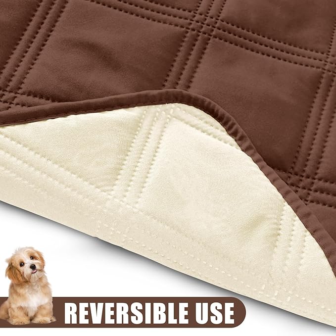 Smiry Waterproof Dog Bed Cover Blanket 30x53, Soft Reversible Pet Blanket, Washable Leakproof Cats Dogs Couch Cover for Sofa, Couch, Furniture, Lattice, Brown/Beige