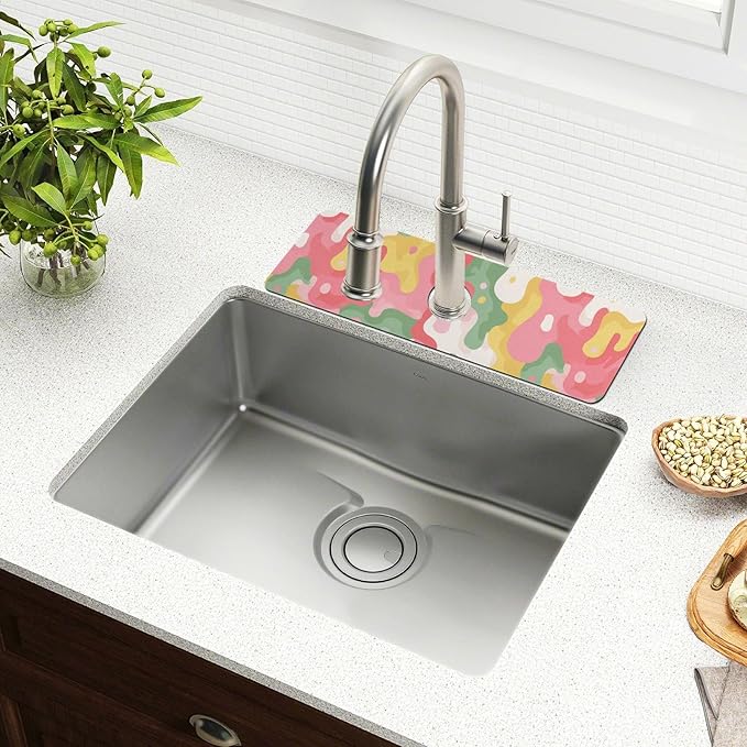 Kitchen Sink Splash Guard 2 PCS 30 Inch Sink Faucet Mat Splash Guard for Bathroom Countertop Water Absorbent Foldable Cuttable Soft Washable Multicolored Drips