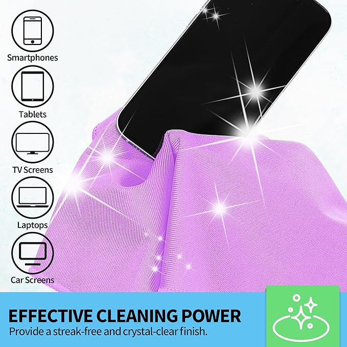 HOMERHYME Microfiber Cleaning Cloth - 10 Pack Glasses Cleaning Cloth, 16" x 14" Window Cleaning Rags, Streak Free Lint Free Polishing Cloths Wipes for Eye Glass, Stainless Steel, Windshield, Purple