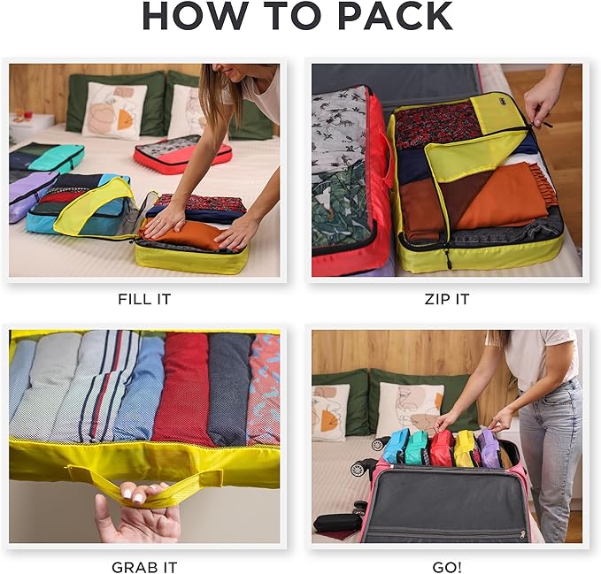Dot&Dot 5 Pcs Large Compression Packing Cubes for Travel - Carry on Suitcase Organizer Bags for Luggage