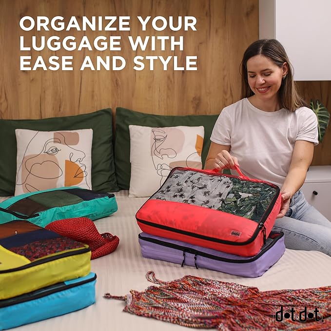 Dot&Dot 5 Pcs Large Compression Packing Cubes for Travel - Carry on Suitcase Organizer Bags for Luggage