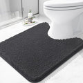 Arotive Bathroom Toilet Rugs U Shaped 24x20, Extra Soft Absorbent Shaggy Chenille Contour Bath Rugs for Toilet, Machine Washable Non-Slip Contoured Bath Mats, Dark Grey