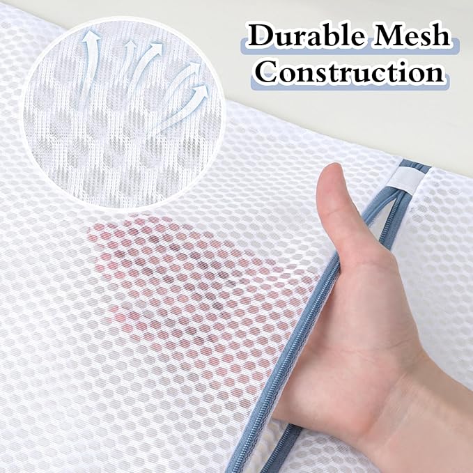 Heavy-Duty Honeycomb Mesh Laundry Bags, 5-Pack (2x 12×16", 2x 16×20", 1x 20×24") | Delicates Wash Bags for Lingerie & Baby Clothes