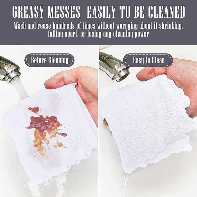 Sunny zzzZZ 24 Pack Kitchen Dishcloths - Does Not Shed Fluff - Reusable Dish Towels, Dish Cloths, Super Absorbent Coral Fleece Cleaning Cloths, Nonstick Oil Washable Fast Drying, 7 x 9 Inch (White)