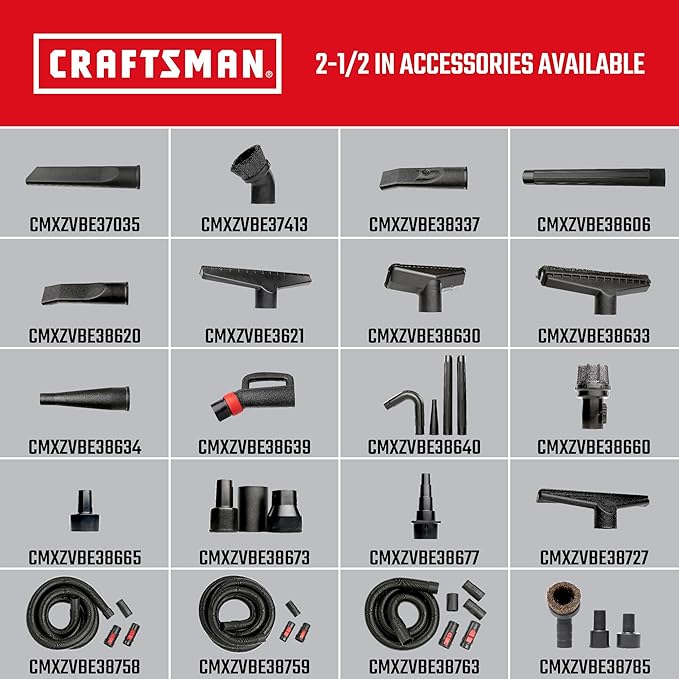CRAFTSMAN CMXZVBE38727 2-1/2 in. Dry Nozzle Wet Dry Vac Attachment, Industrial-Grade 14 inch Wide Shop Vacuum Accessory for Hard Surface Cleaning, Fits 2-1/2 in. Hose Diameter