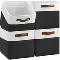 4-Pack Foldable Fabric Storage Cubes 11x11 Inch, Sturdy Cube Organizer Bins with Leather Handles, Storage Baskets for Closet Shelves and Home Organization(White/Black)