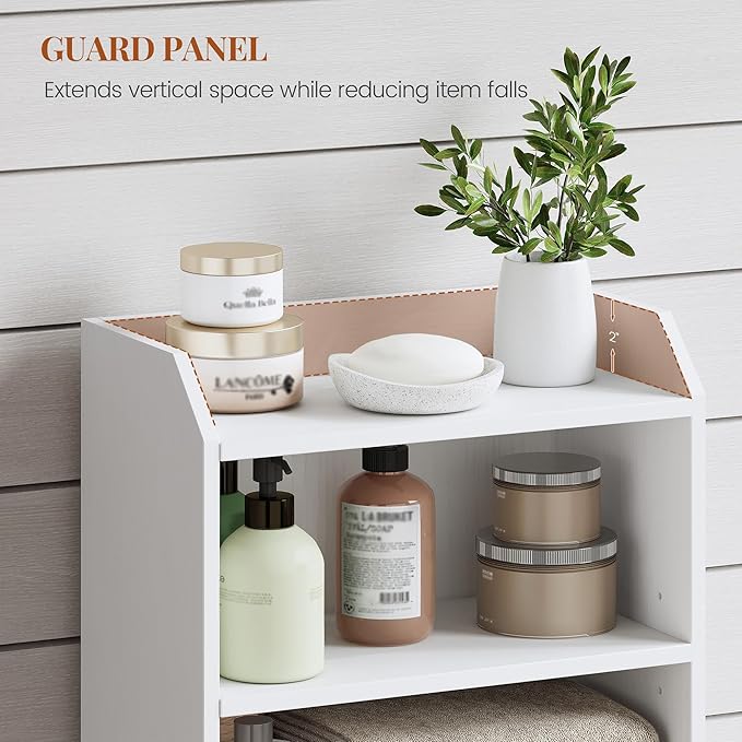 Small Bathroom Storage Cabinet, Bathroom Organizers and Storage with 2 Doors and Shelves, Floor Cabinet Freestanding with Adjustable Shelf for Small Spaces, White 7.9" D x 14.6" W x 29.6" H