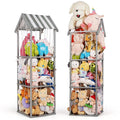 Stuffed Animal Storage, Space Saving Vertical Stuffed Animal Holder Wood, Easy Assembly Cottage-Style Plush Toys Organizer for Bedroom & Playroom (Gray, Large)