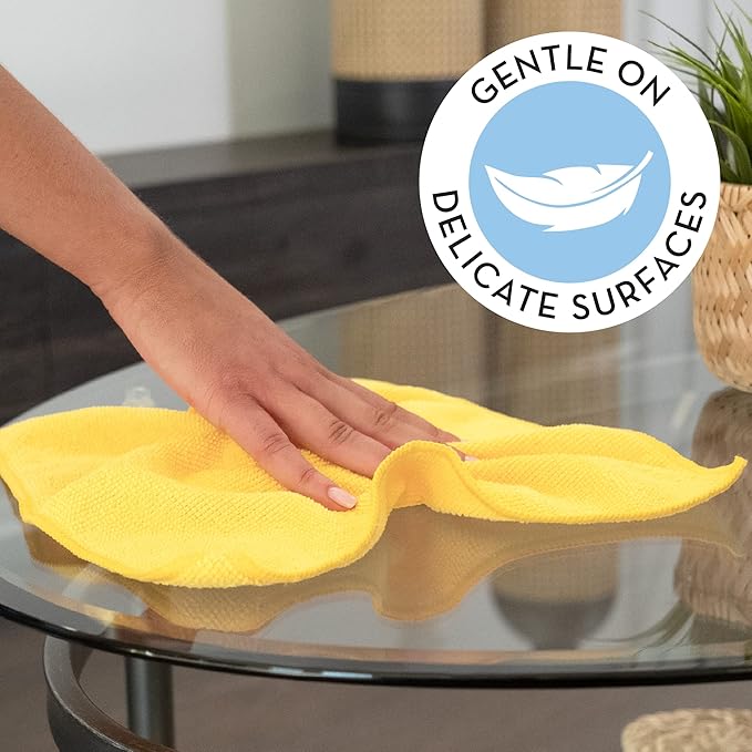 S&T INC. 12 Pack 12" x 16" Microfiber Cleaning Cloth, Bulk Microfiber Towel for Home, Reusable and Lint Free Microfiber Towels for Cars, Assorted Colors
