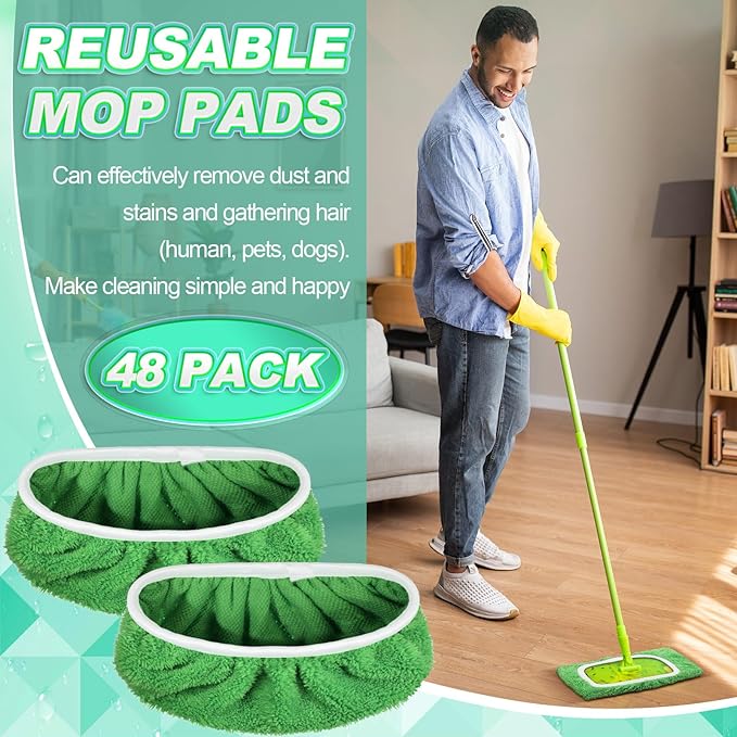 Nuogo 8 Pack Reusable Wet Mop Pads Refills Compatible with Swiffer Sweeper Mops Household Cleaning Washable Mop Pads for Wet & Dry Use (Mop is Not Included)