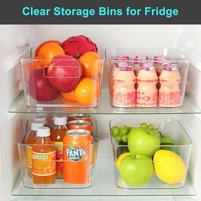 12 Pack Plastic Storage Bins, Pantry Organizers and Storage Container, Multi-Use Organizer Bins for Kitchen, Office, Fridge, Freezer, Cabinet and Shelf Organization