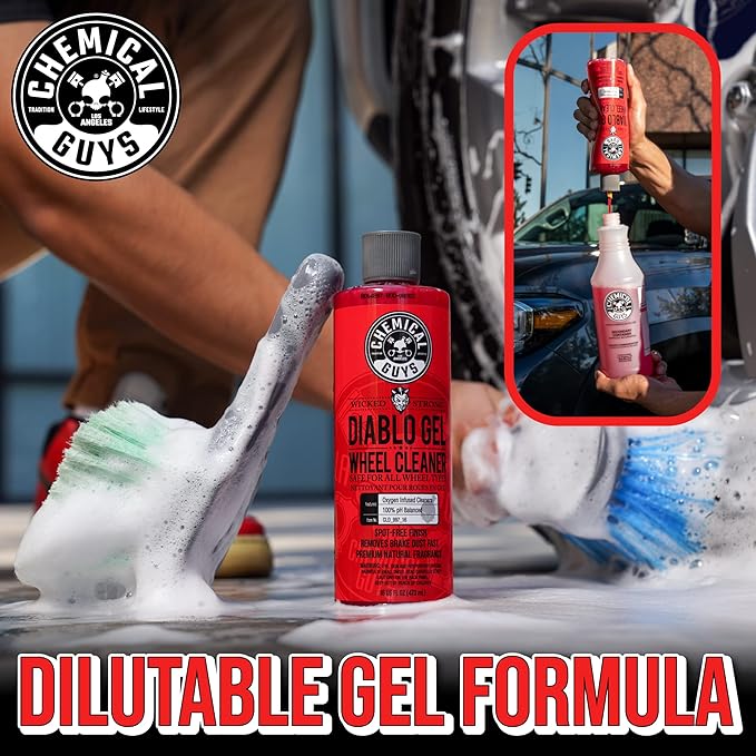 Chemical Guys CLD_997 Diablo Gel Oxygen Infused Foam Wheel and Rim Cleaner, Concentrated (Safe on All Wheel & Rim Finishes), for Cars, Trucks, SUVs, Motorcycles, RVs & More 128 fl oz (1 Gallon)