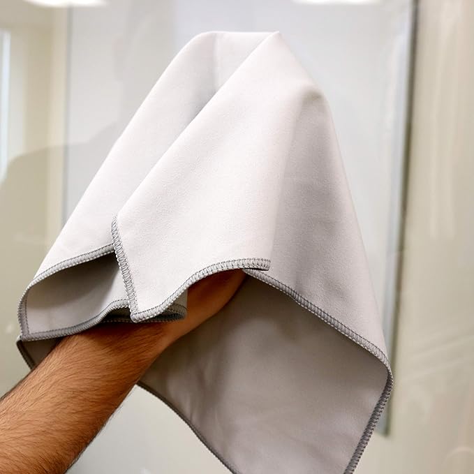 Arkwright Microfiber Suede Glass Cloths - (Case of 216) Absorbent Dish Drying Cloth, Bulk Cleaning Towel Set Perfect for Home, Kitchen, Gym, Cars, and Glass, 16 x 16 in, Grey
