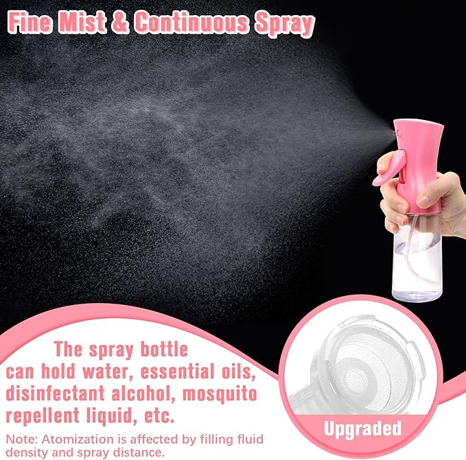 Spray Bottle For Hair,Continuous Water Mister for Hairstyling, Salons, Cleaning, Plants,Essential Oil Scents,Ultra Fine Mist Sprayer,6.8 OZ /200 ML-pink(Christmas Gifts)