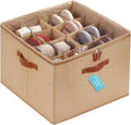 OrganiHaus Shoe Organizer for Closet and Entryway, Fits up to 16 Pairs, Large Shoe Storage Box, Collapsible Shoes Storage Bin, Shoes Container w/Reinforced Handles and Clear Cover - Brown