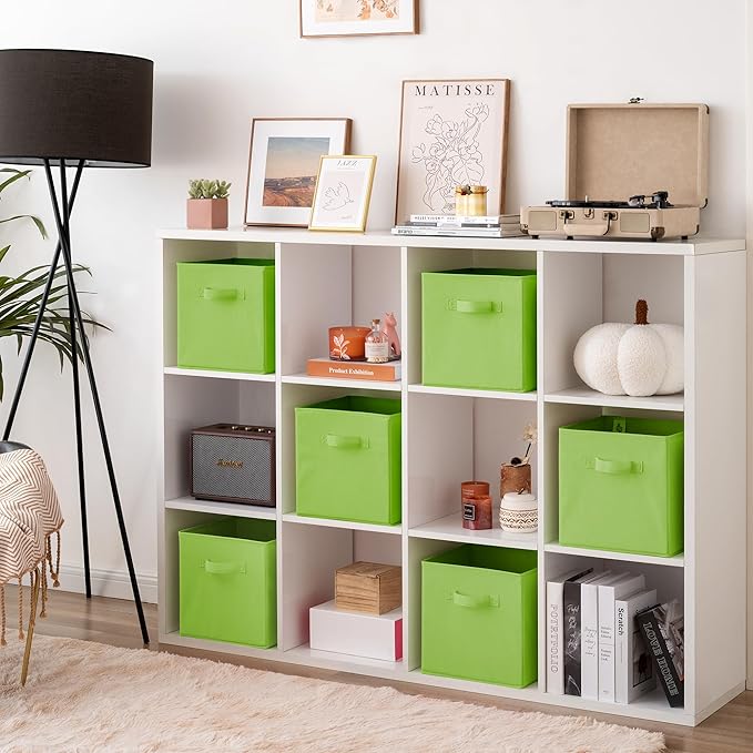 GRANNY SAYS Cube Storage Bins, 11 Inch Cube Storage Organizer, Fabric Storage Bins, Storage Cubes for Shelves, Closet, Light Green, 6-Pack