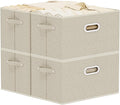 Open Storage Baskets, Collapsible Cube Bins, Fabric Container Organizer with Metal Handles, Boxes for Shelves, Closet, Living Room, 15x9.8x9.8in, Grey and Beige, 4 Pack