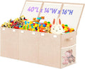 Extra Large Toy Storage Box with Lid Divider, Sturdy Collapsible Toys Organizer Chest Kids Storage Bins Boxes Baskets for Boys, Girls, Nursery, Bedroom, Living Room, Playroom, 40"x14"x16", Beige