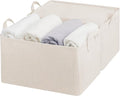 StorageWorks Storage Bins, Fabric Storage Bins for Shelves, Extra Large Storage Baskets with Metal Frame, Closet Baskets and Bins with Handles, Jumbo, Khaki and Beige Stripes, 2-Pack