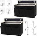 Someteth 2-Pack Wall Hanging Organizer Bag/Hanging Baskets with Large Mesh Compartment & 3 Pockets，Over the Door Organizer Space Saving Storage for Bedroom,RV Camper, Closet (Black - 2 Pack)