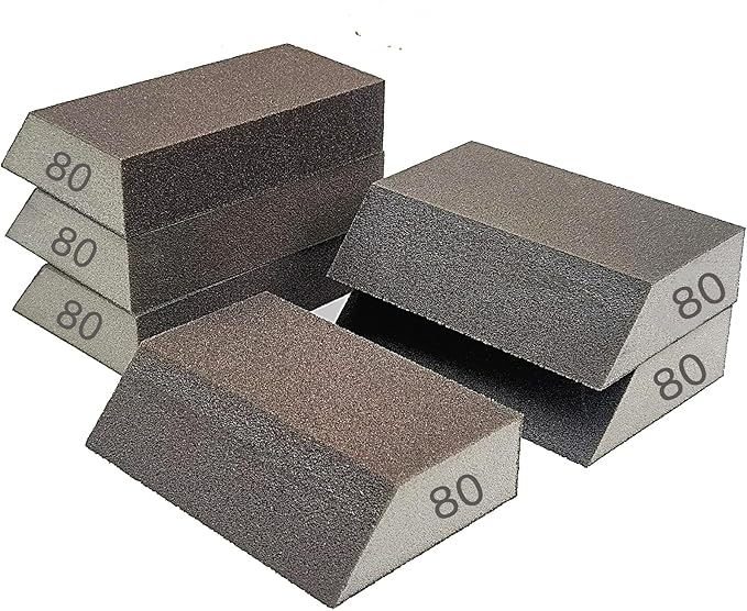 6 Pack Sanding Sponge, 80 Grit Sanding Blocks Assortment,Washable and Reusable for Wood Drywall Metal Home (80 Grit)