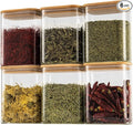 D2scrma 37oz Rectangle Airtight Glass Storage Containers with Bamboo Lids (Set of 6), Square Food Storage Jar, Pantry Organizers for Cereal, Nuts, Snacks and Coffee beans (‎with Black Lable)