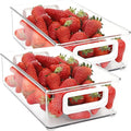 Youngever 2 Pack Stackable Plastic Storage Organizer Container Bin, Stackable Storage Bins with Handler for Refrigerator, Pantry (10" x 6" x 3")