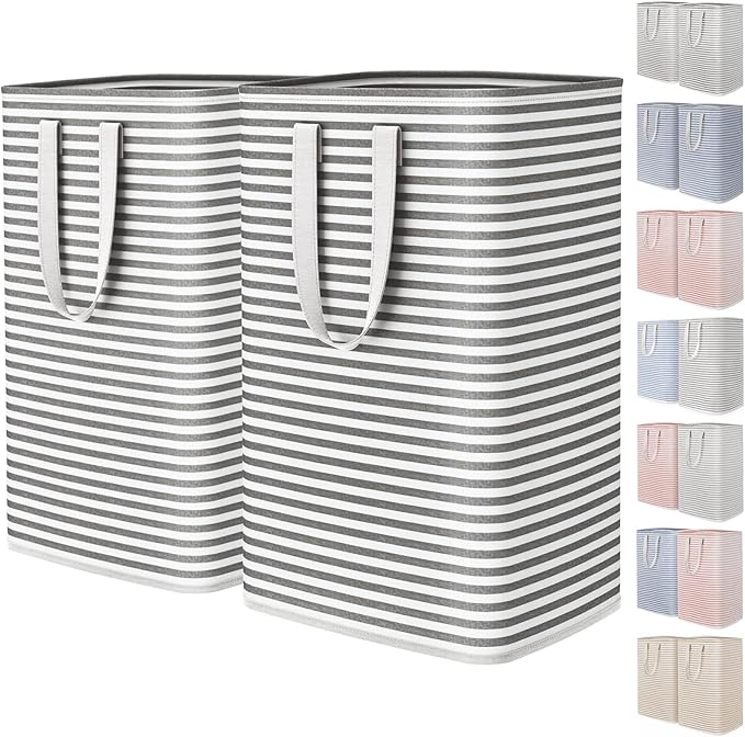 Lifewit 2 Pack Laundry Hamper Large Collapsible Laundry Baskets, Freestanding Waterproof Clothes Hamper with Easy Carry Handles in Laundry Room Bedroom Bathroom College Dorm, Black, 2 x 80L