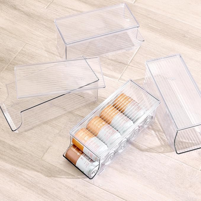 iDesign Soda Can Organizer with Lid for Pantry or Refrigerator - Set of 4 - Clear