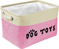 PET ARTIST Dog Toy Basket, Collapsible Dog Toy Bin Box with Comfortable Handles, Large Pet Toy Storage Organizer for Accessories, Toys, Coat & Clothing, Blanket & Leash, Pink, 15"x11"x9"