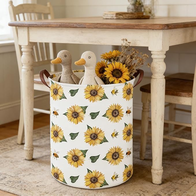 Bee hamper,Waterproof foldable Kids laundry basket,Nursery Hamper,Bee Room decor,Toy organizer,Dirty clothes basket(Bees)
