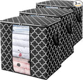 WISELIFE Storage Bags [3 Pack/100L] Large Blanket Clothes Organization and Storage Containers for Comforters,Bedding, Foldable Organizer with Reinforced Handle, Clear Window, Sturdy Zippers,Black