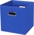 Black Foldable Storage Cubes Bins , Fabric Storage Box Cubes Organizer Baskets with Dual Handles for Home Organizer (Dark Blue)