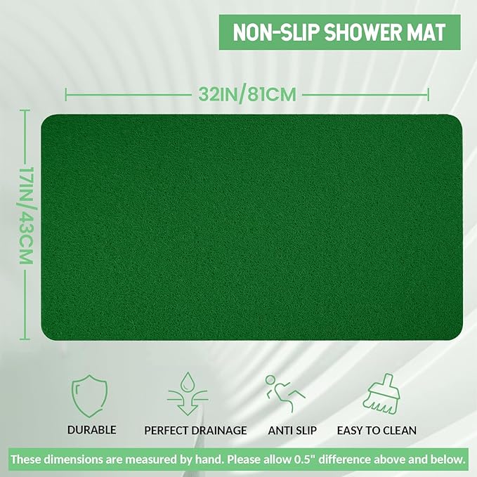 Hargiis Non-Slip Bathtub Mat, Anti Slip Shower Mat, Fast Drying Bathtub Mats, Foot Scrubber Mat, Anti Slip Mat for Tub, Floor, Bathroom, Kitchen, Home, Hotel (Dark Green 32"×17")