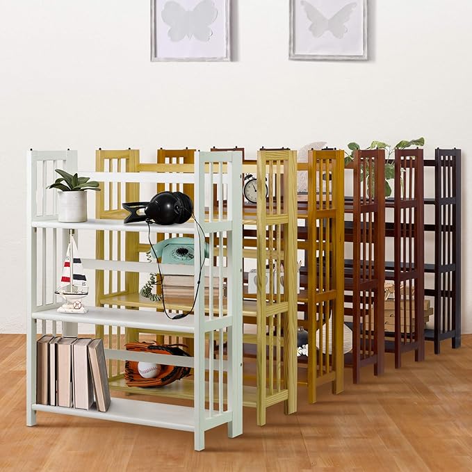 Casual Home 3 Shelf Folding Stackable Bookcase, 27.5" Wide, Espresso