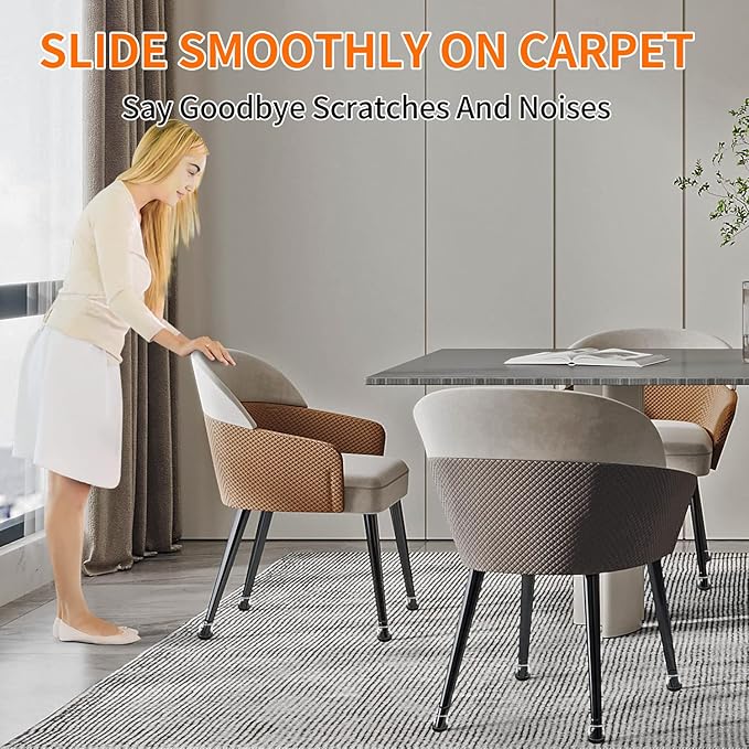 Ezprotekt 24 Pcs Chair Sliders for Carpet, Chair Glides for Carpet, Round Carpet Teflon Furniture Pads, Bar Stool Leg Protectors Caps, Furniture Sliders for Table, Chair (L Fit: 1-1/10" to 1-3/10")