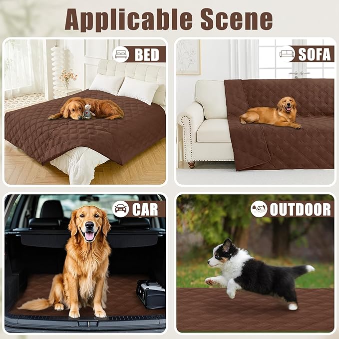 Smiry Waterproof Dog Bed Cover Blanket 40x80, Soft Reversible Pet Blanket, Washable Leakproof Cats Dogs Couch Cover for Sofa, Couch, Furniture, Lattice, Brown/Brown
