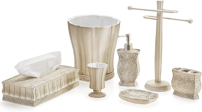 Creative Scents Victoria Hand Soap Dispenser for Bathroom - Decorative Countertop Lotion Dispenser - Dish Soap Dispenser for Liquid Soap and Lotion with Durable Pump (Beige)