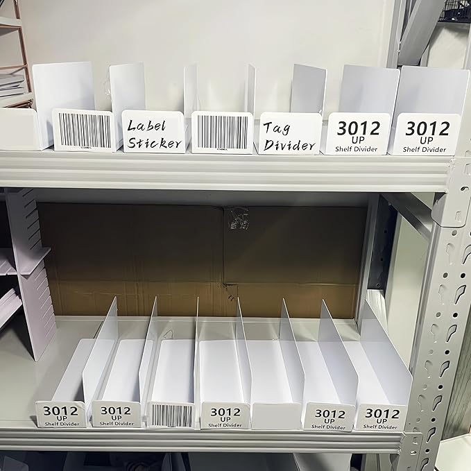 20 Pcs 30 * 12CM UP 1MM Closet Organization with PVC White Shelf Dividers - Closet Shelf Organizer for Clothes, Towels,Sweaters,Purses,and Books - Shelf Separators,Label Sticker,Label Holder