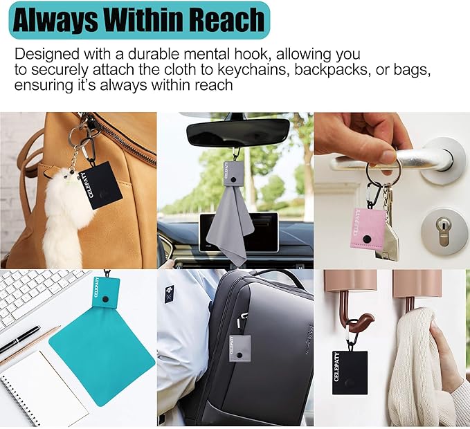 Solid Color Keychain Microfiber Eye Glasses Cleaner Cleaning Cloth Wipes Portable Eyeglass Lens Cleaning Cloth Wipes for Sunglasses Jewelry Electronics