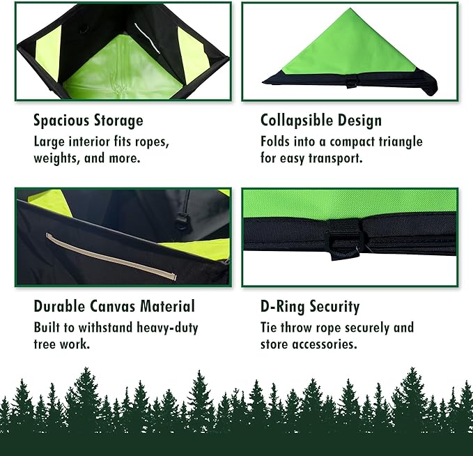Forester Throw Bag - Easy Folding Arborist Throw Line Cube Storage Organizer Tree Cutting Equipment Throwline Box Arborist Throw Line Storage Thrower Supply Big Storage Bags Cubes Black