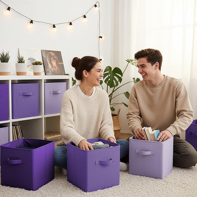 GRANNY SAYS Cube Storage Bins, 11 Inch Cube Storage Organizer, Fabric Storage Bins, Storage Cubes for Shelves, Closet, Purple Gradient, 6-Pack
