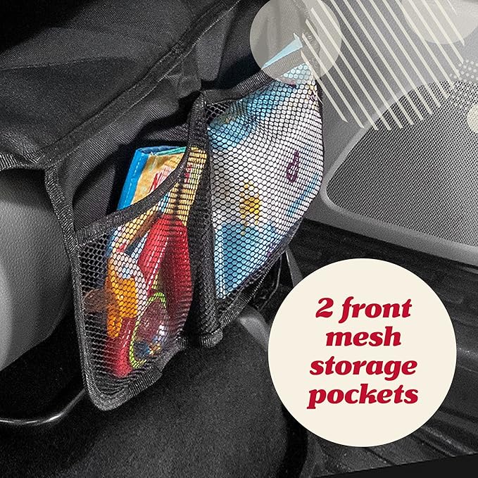 Lusso Gear Car Seat Cover & Protector - 2-Pack Waterproof Non-Slip Protector - Mesh Pocket Organizer - Universal Fit for Convertible & Toddler Car Seats, Black